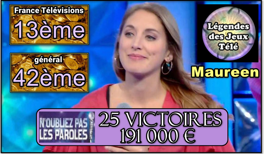 maureen noplp, n'oubliez pas les paroles, records des jeux tv