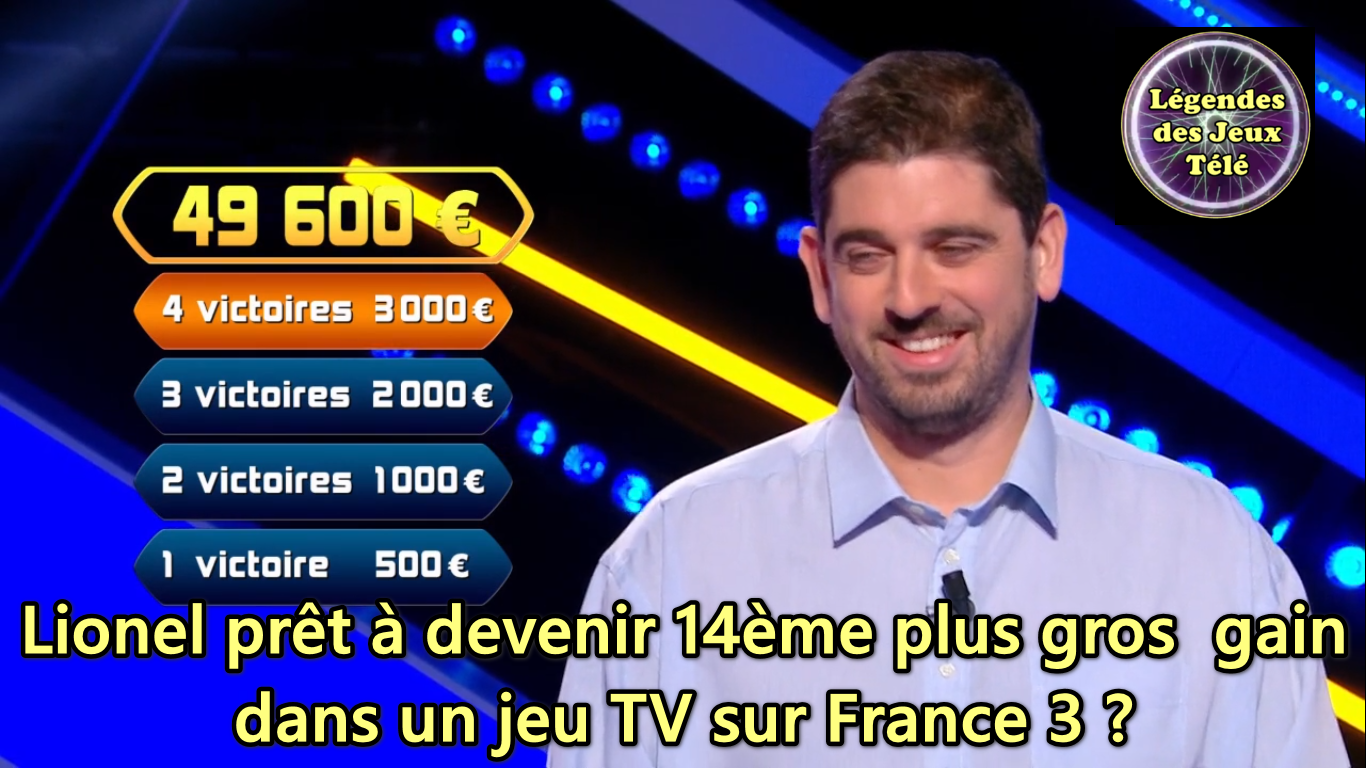 Questions pour un champion : Lionel prêt à devenir 14ème plus gros gain de l’histoire des jeux TV sur France 3 ?