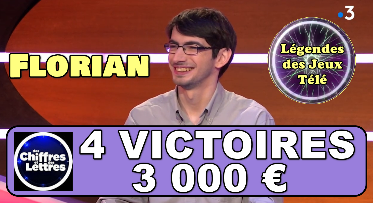 A défaut de battre le record du jeu, Florian pourrait-il intégrer une seconde fois le TOP 50 des + longues durées victorieuses sur France 3 grâce à “des chiffres et des lettres” ?
