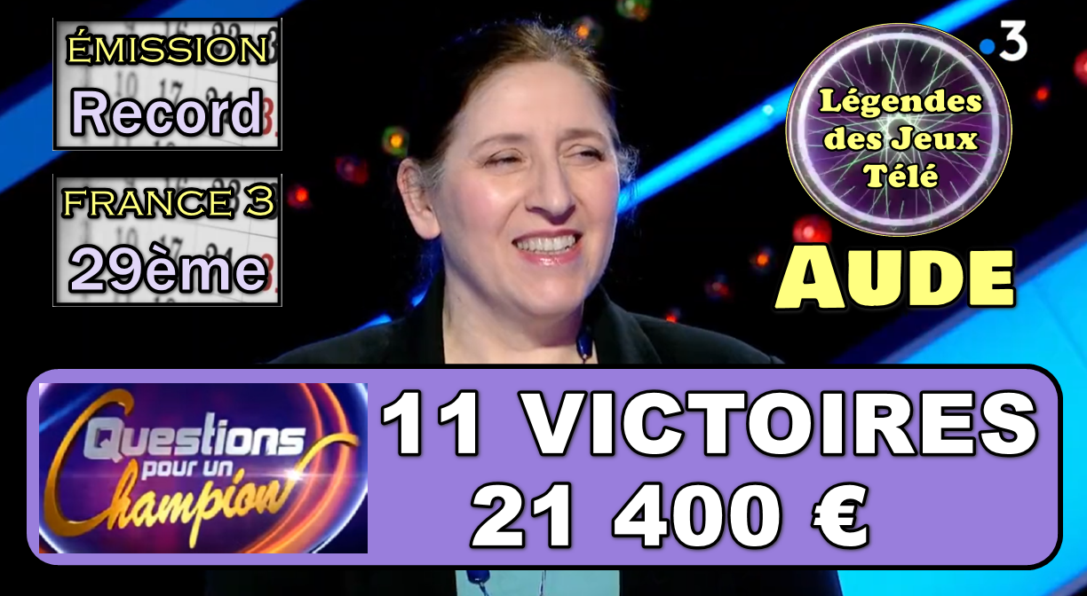 Les 10 victoires franchies par Aude : la voilà rentrée dans l’histoire des jeux TV sur France 3 !!!