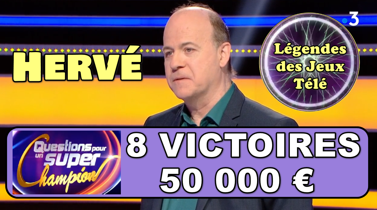 8ème victoire pour Hervé dans “questions pour un super champion” !!! En route vers le TOP 10 de France 3 dès dimanche prochain ?