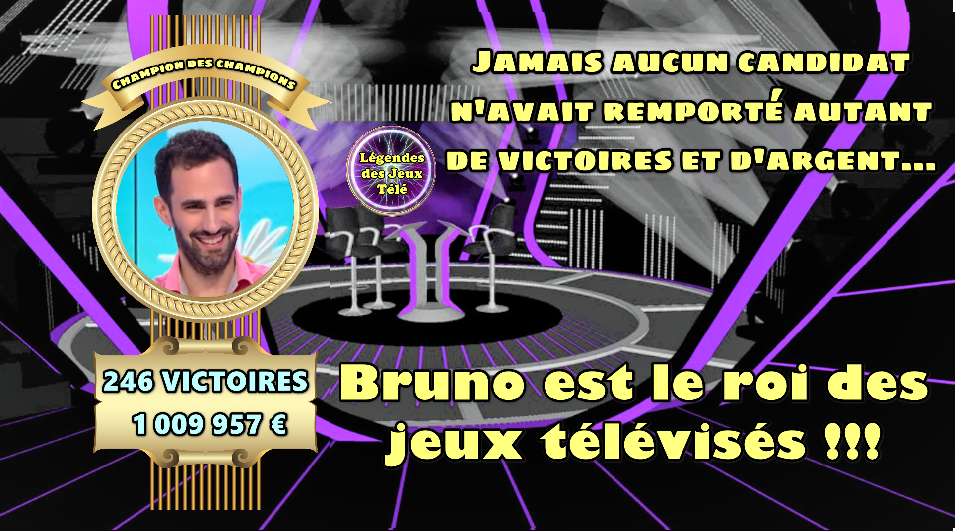Il est le roi des jeux télévisés !!! Bruno va-t-il tenir au moins 4 émissions de plus pour franchir les 250 ?