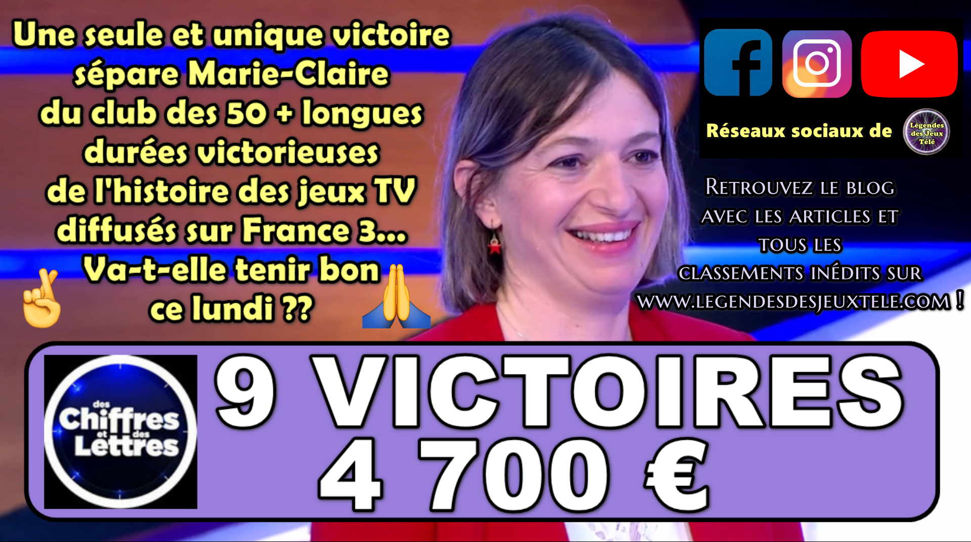 « Des chiffres et des lettres » : Marie-Claire va-t-elle marquer une 10ème victoire et rentrer dans l’histoire des jeux TV diffusés sur France 3 ?