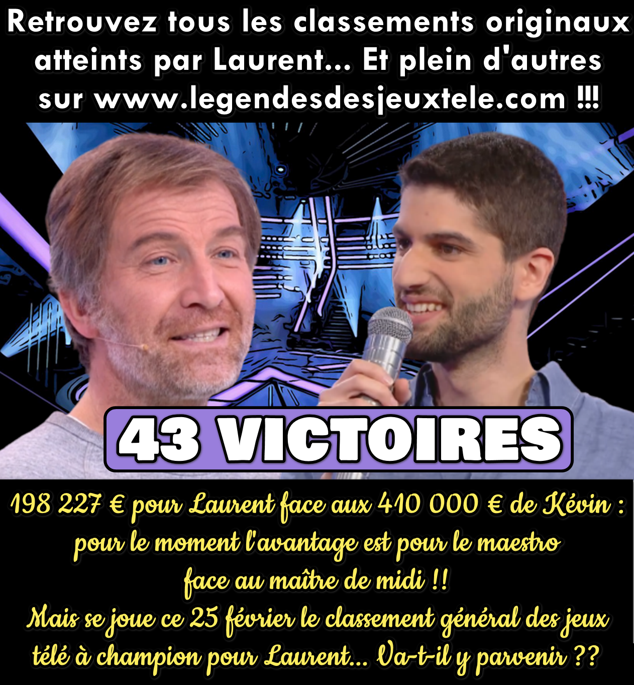 Laurent va-t-il ce vendredi intégrer le classement de tous les champions de jeux TV ?