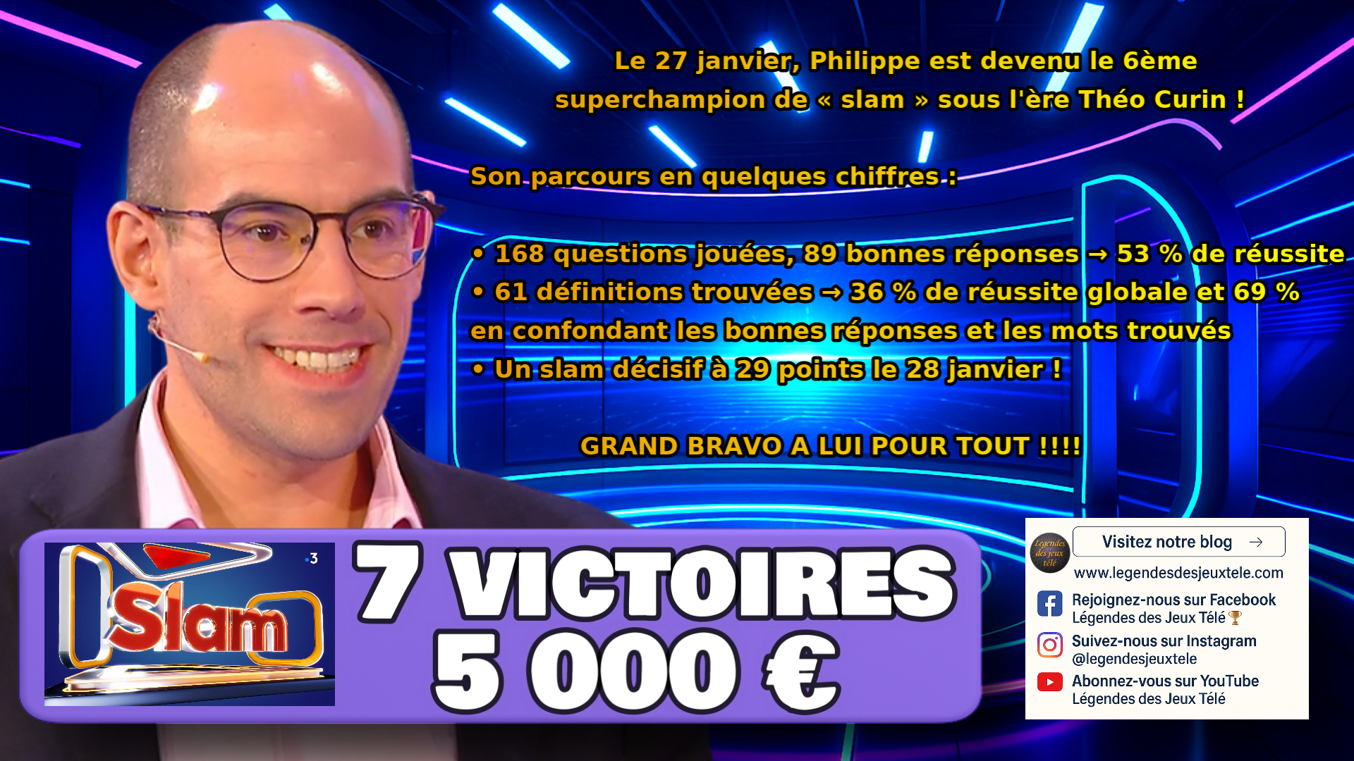 Philippe, champion de la régularité a fait son apparition 3 jours après le succès de Sacha dans « slam » !