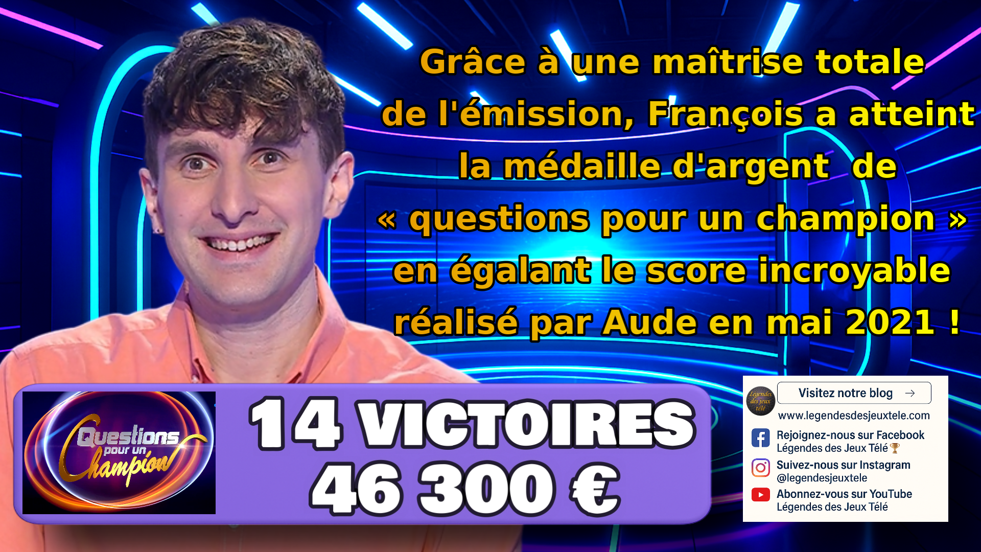 Du 20 février au 6 mars, François est devenu le nouveau dauphin de Nicolas dans « questions pour un champion » !
